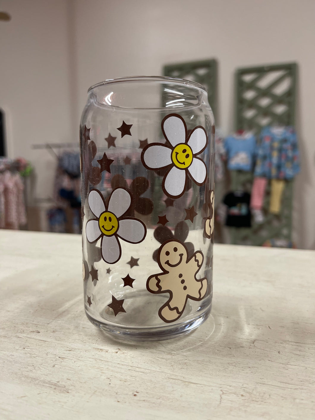 Smiley Gingerbread Glass Cup