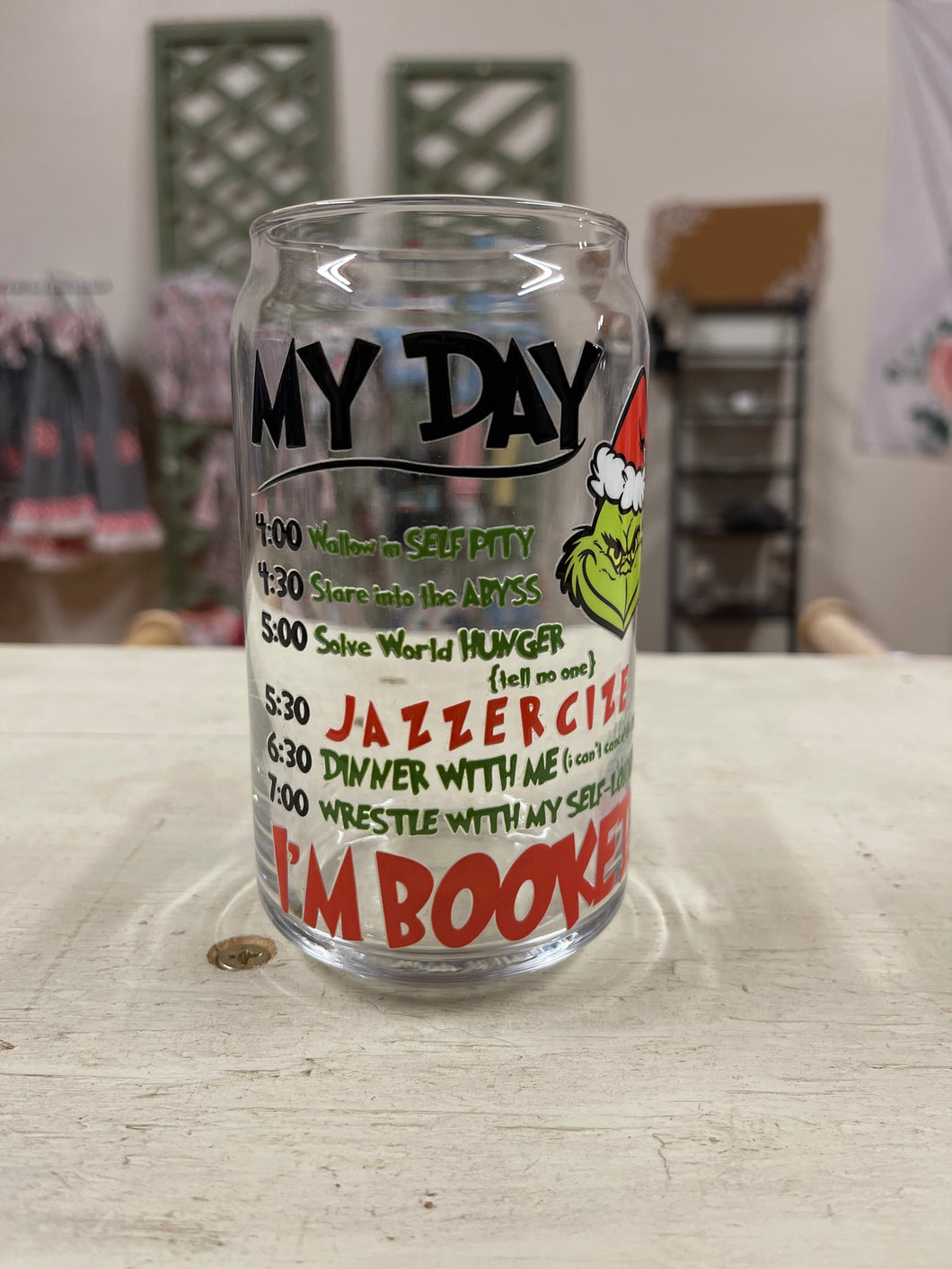 Grinch’s Day Glass Cup