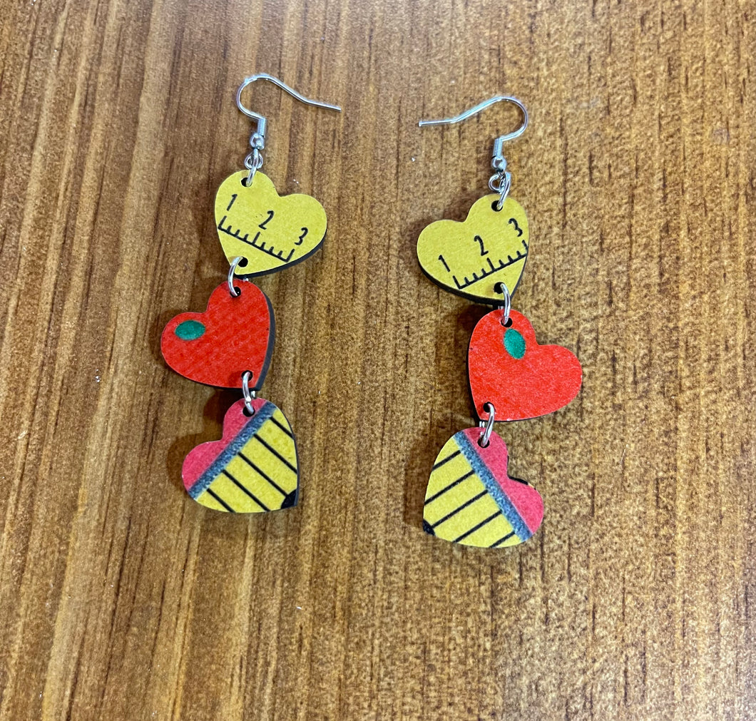 Wooden Hearts Earrings