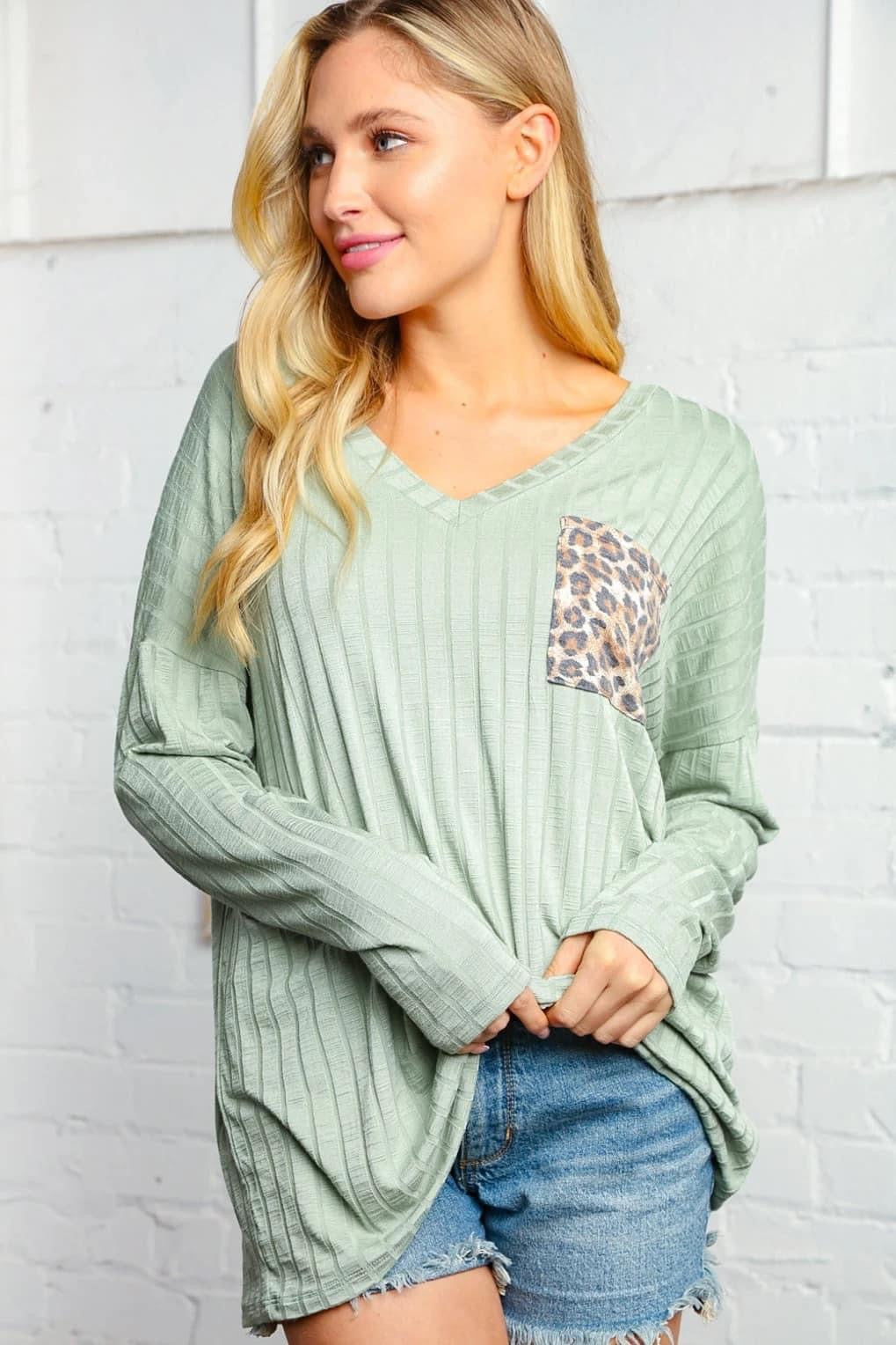 Ribbed Slouchy Vneck