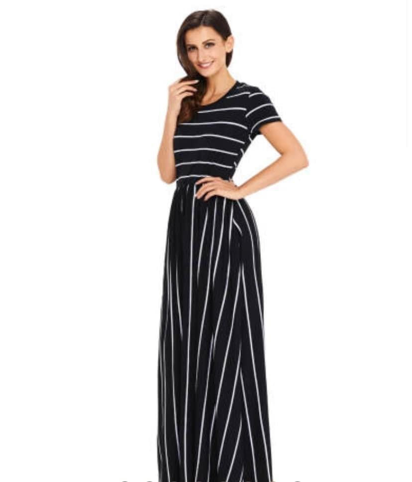 Black Striped Maxi Dress